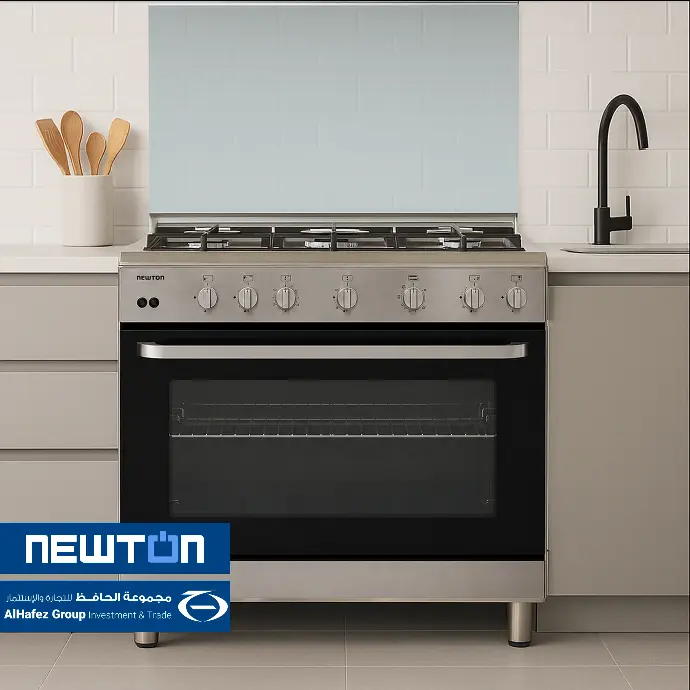 Gas Cooker 90cm with 2Fans 130Liters Cast Iron - Stainless Steel Mockup