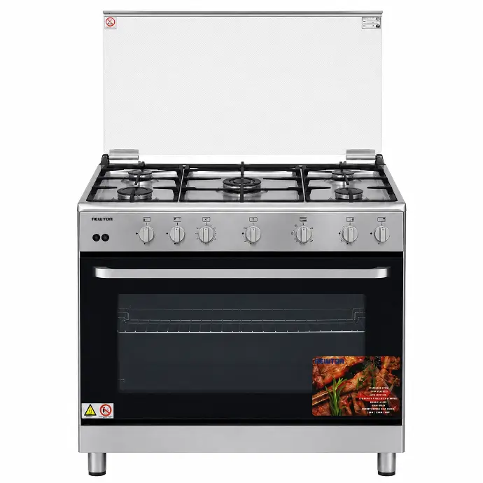 Gas Cooker 90cm with 2Fans 130Liters Cast Iron - Stainless Steel