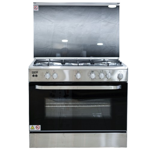 Gas Cooker 90cm with 2Fans 130Liters Cast Iron - Stainless Steel