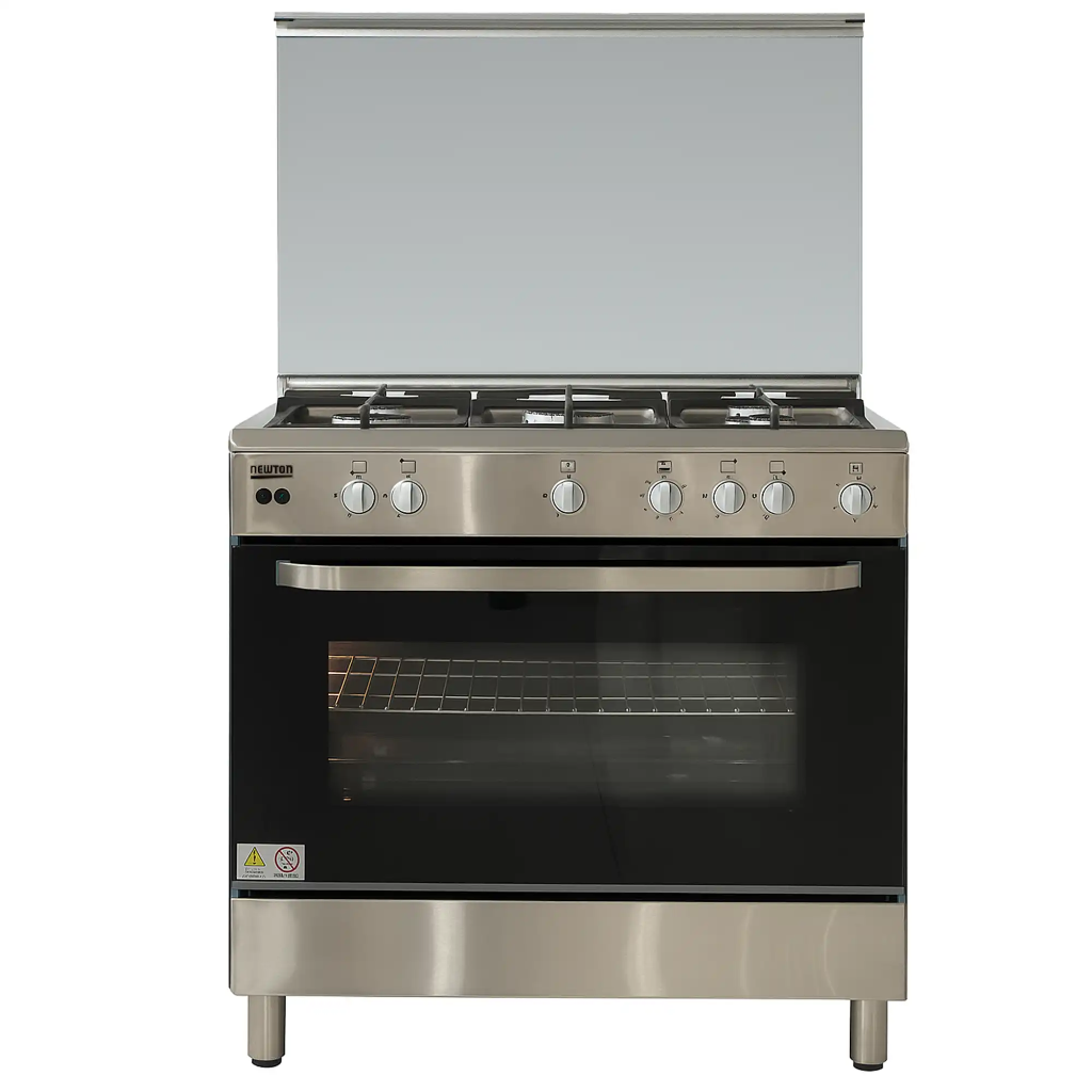 Gas Cooker 90cm with 2Fans 130Liters Cast Iron - Stainless Steel