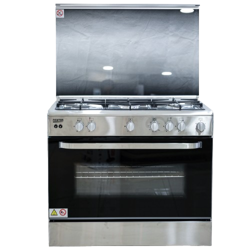 Newton Gas Cooker 90cm with 2Fans 130Liters Cast Iron - Stainless Steel