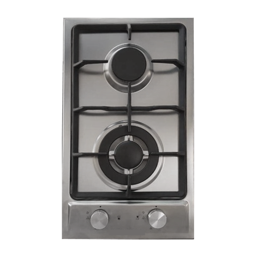 [6bGHS302An] Hob Gas 30cm 2Burner metal knobs SS